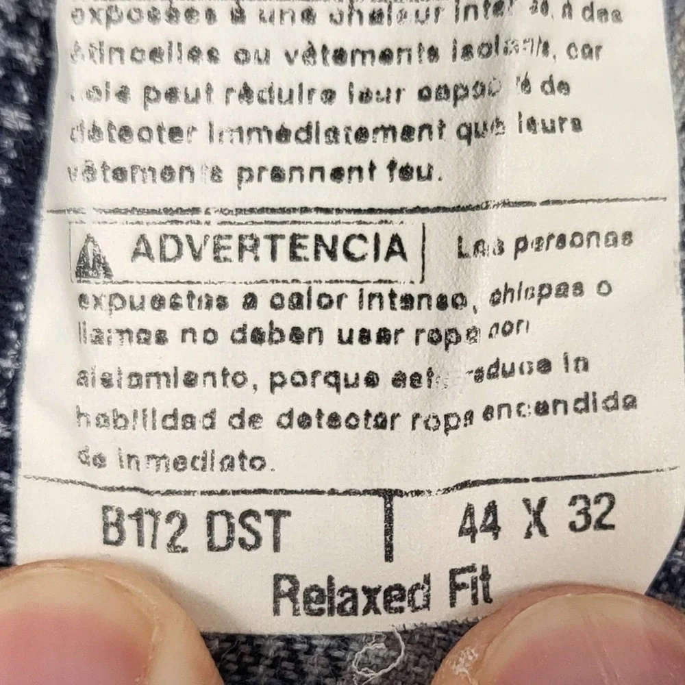 Carhartt B172 DST Flannel Lined Jeans Men 44x32 Blue Excellent Relaxed Fit Denim